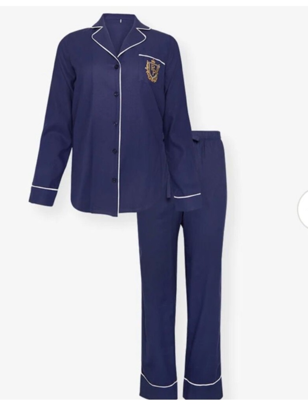Posh Peanut navy blue pajama set with monogram crest pocket Men’s XL